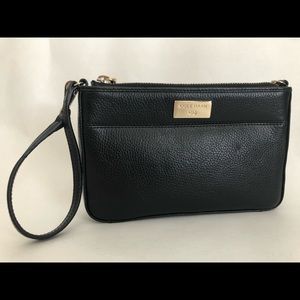 Cole Haan black pebbled leather wristlet